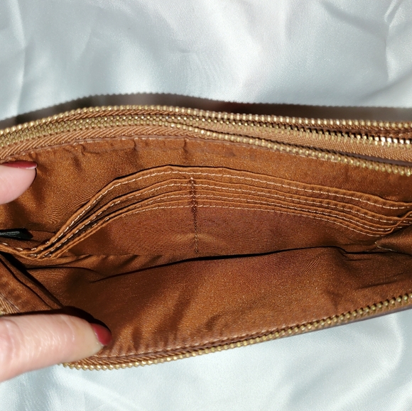 Large Coach Double Corner Zip Wristlet Wallet - Picture 7 of 10